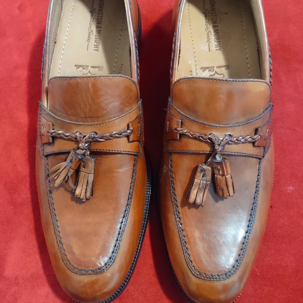 Johnston & Murphy Brown 15-7066 Slip On Leather Tassle Loafers Men’s 9.5 W